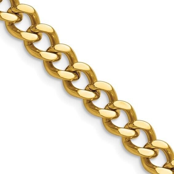 Chisel Stainless Steel Yellow IP-plated 7.5mm 8 inch Curb Chain Bracelet