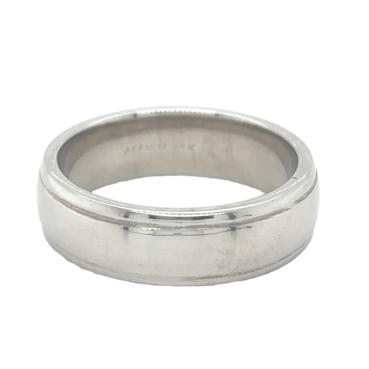 6.2mm Wedding Band Ring  14K White Gold 8.7g Size 8.25