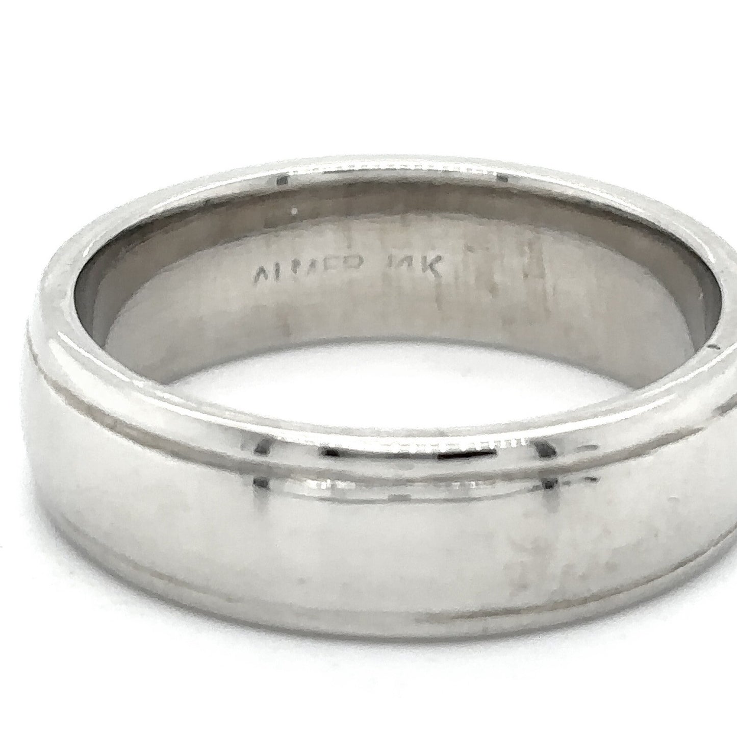 6.2mm Wedding Band Ring  14K White Gold 8.7g Size 8.25