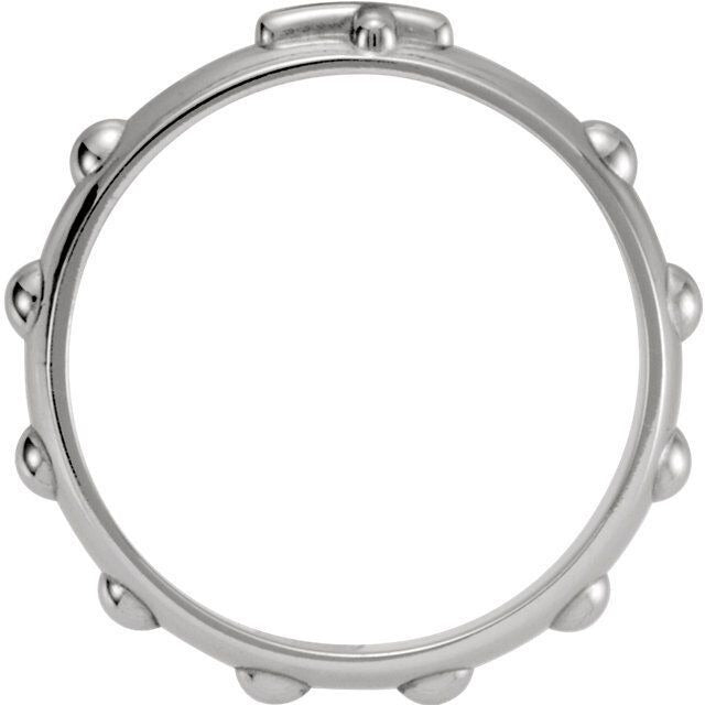 5mm Sterling Silver Rosary Ring .925 Cross Pattern & Beads Size 12