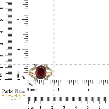 Vintage 10k Yellow Gold Garnet and Diamond Size 5.75 Ring 4.5g