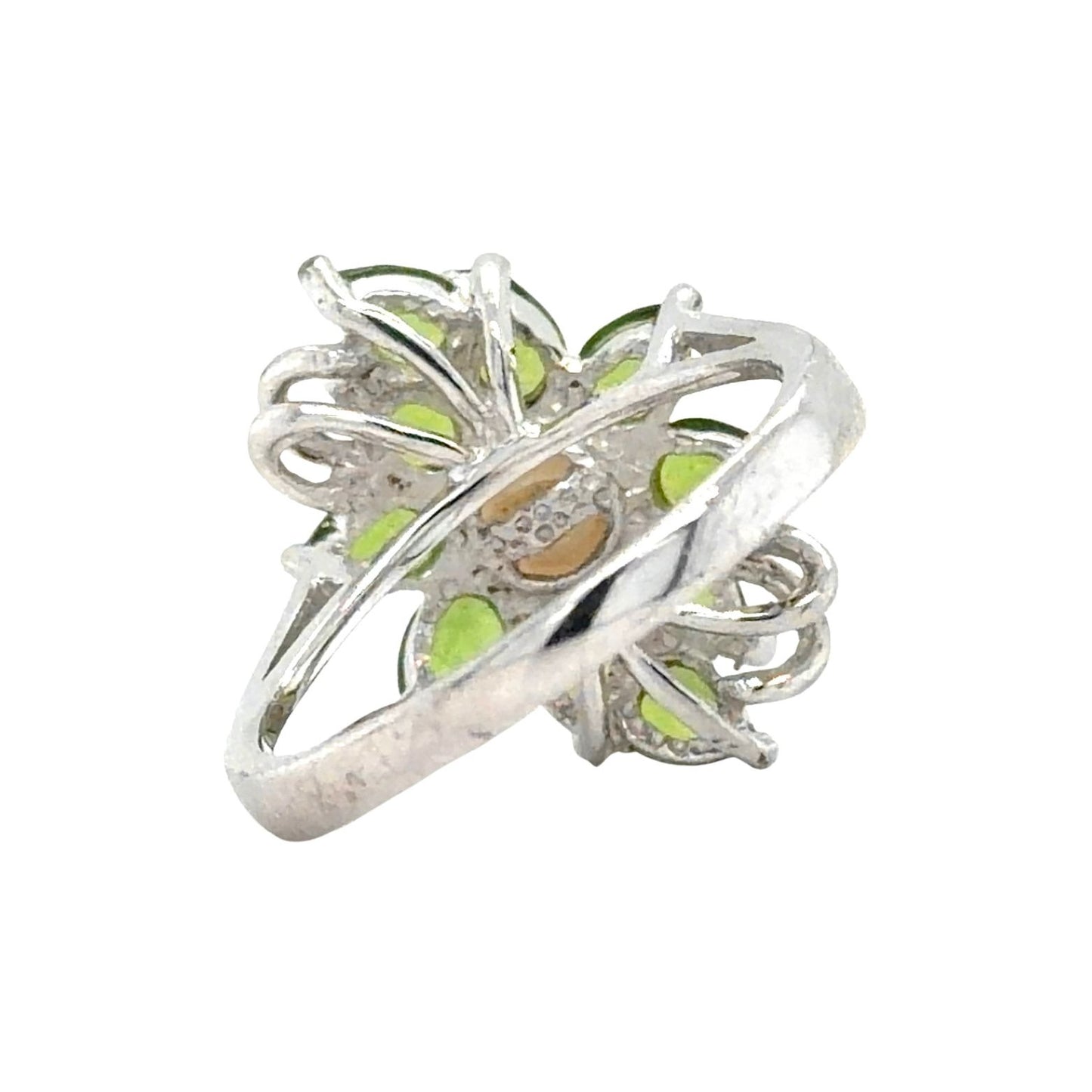 Pearl & Green Quartz Sterling Silver Ring 3.2g Size 5.75