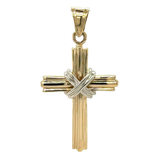 14K Yellow & White Multi-Tone Gold Cross Pendant 3.9g
