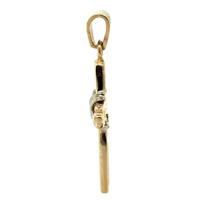 14K Yellow & White Multi-Tone Gold Cross Pendant 3.9g