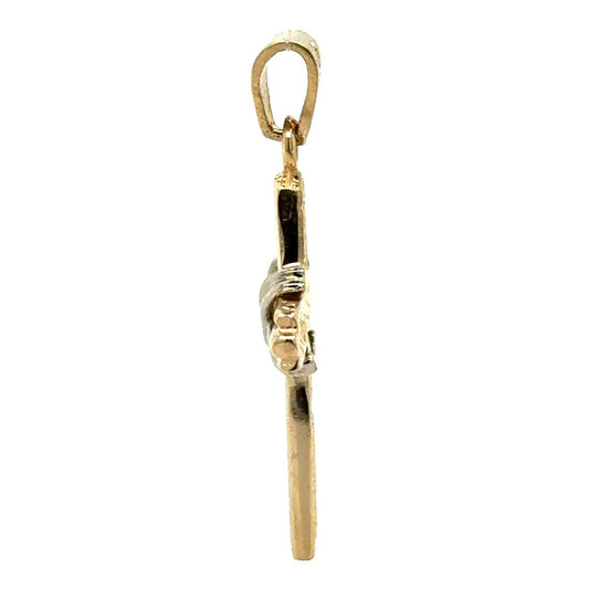 14K Yellow & White Multi-Tone Gold Cross Pendant 3.9g