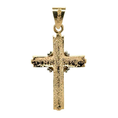 14K Yellow & White Multi-Tone Gold Cross Pendant 3.9g