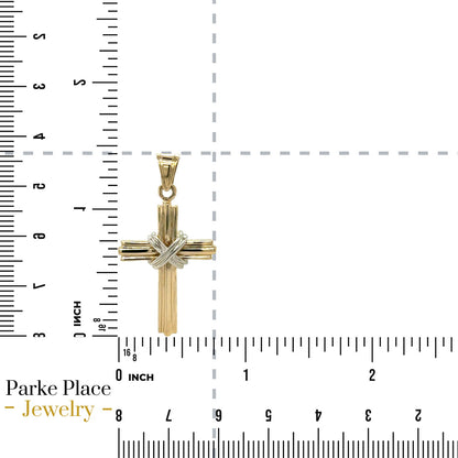 14K Yellow & White Multi-Tone Gold Cross Pendant 3.9g
