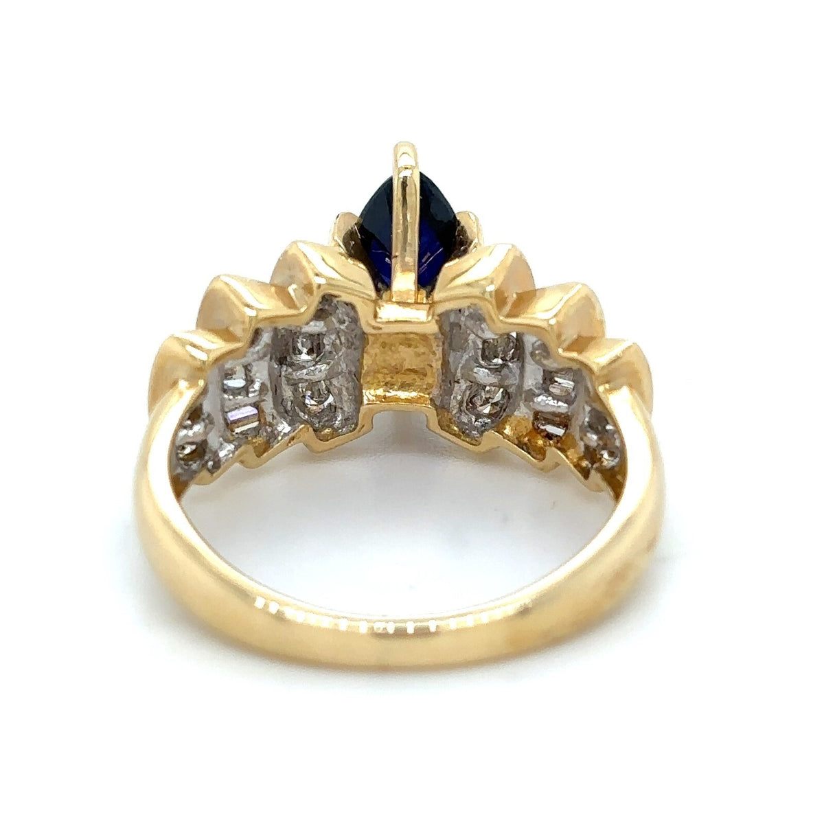 Imitation Sapphire & 1/2ct Diamond 14k Yellow Gold Ring 5.2g Size 6