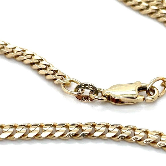 Flat 3.3mm Curb 18 inch long Chain Necklace REAL Solid 14 k Yellow Gold 12.4 g