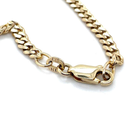 Flat 3.3mm Curb 18 inch long Chain Necklace REAL Solid 14 k Yellow Gold 12.4 g