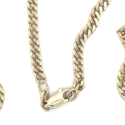 Flat 3.3mm Curb 18 inch long Chain Necklace REAL Solid 14 k Yellow Gold 12.4 g