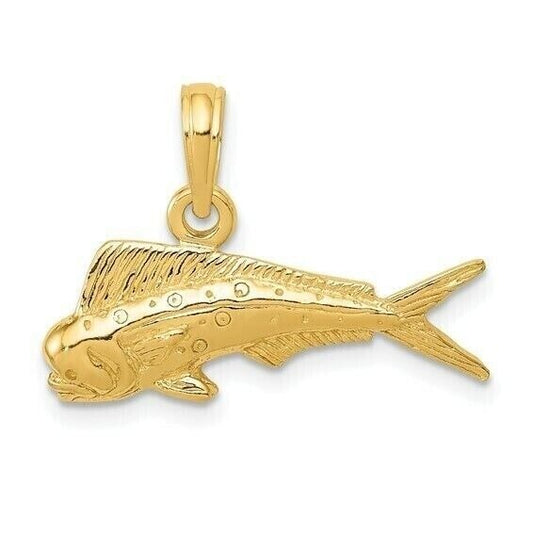 14k Yellow Gold Mahi Mahi Fish Pendant