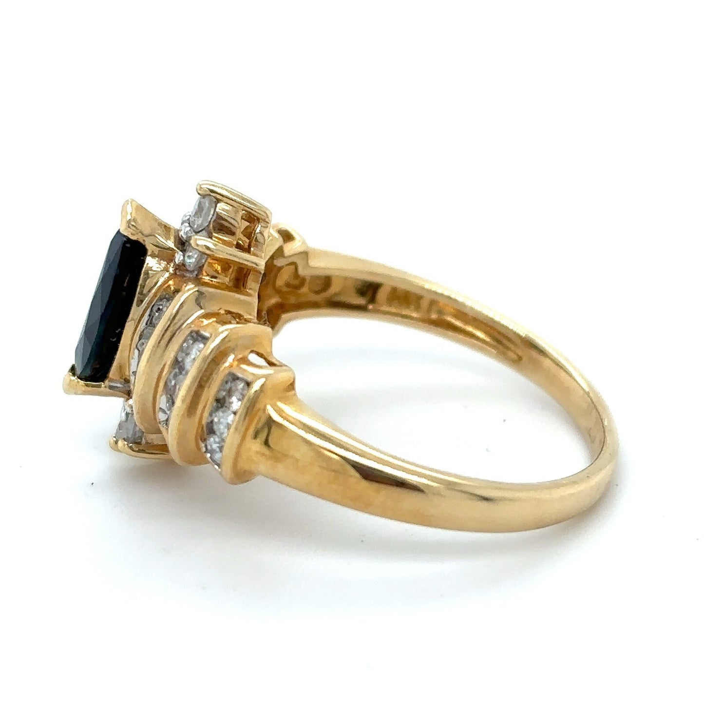 Sapphire & 3/4ct Diamond 14k Yellow Gold Ring 4.1g Size 7