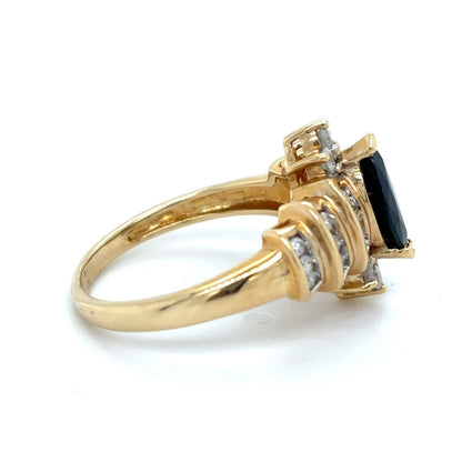 Sapphire & 3/4ct Diamond 14k Yellow Gold Ring 4.1g Size 7