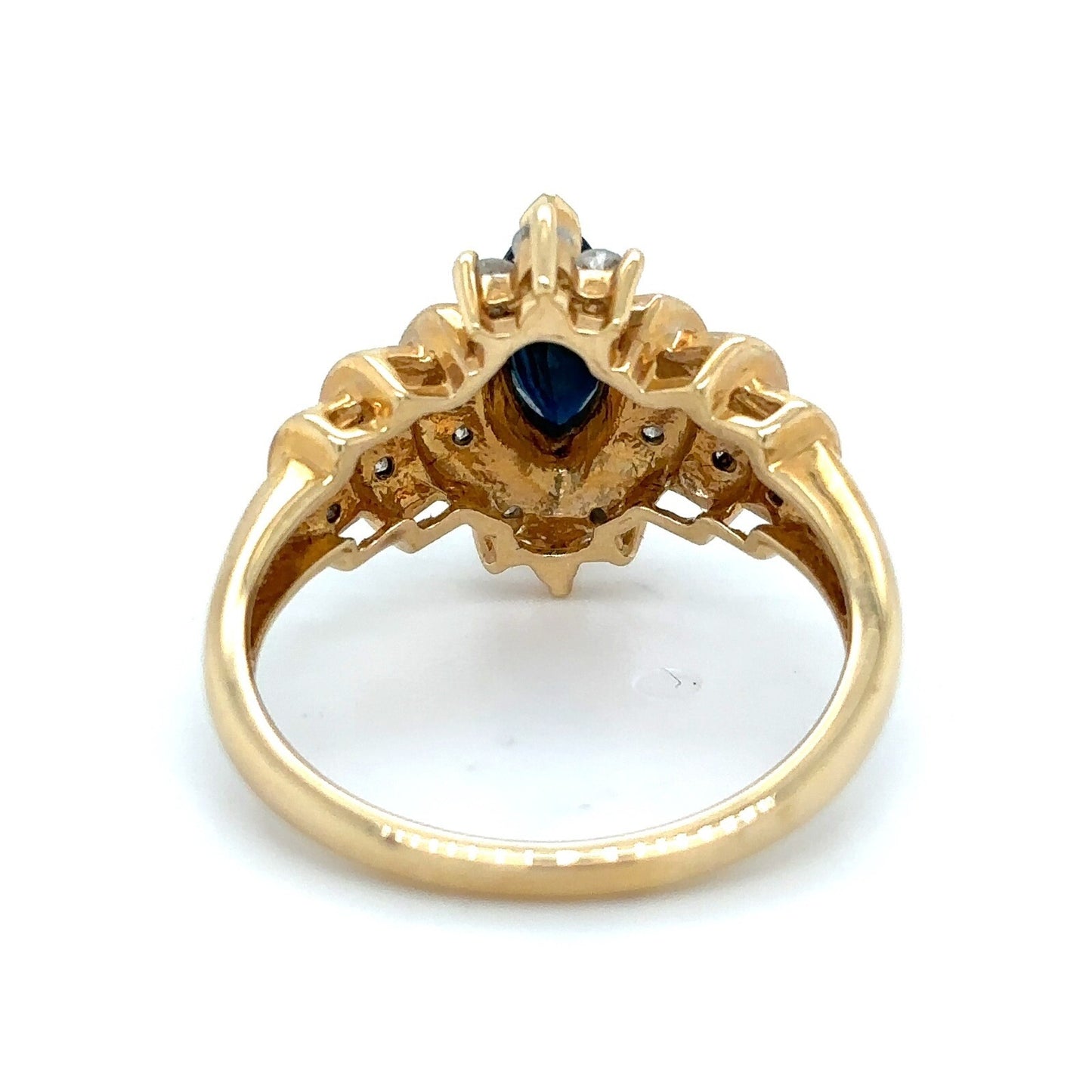 Sapphire & 3/4ct Diamond 14k Yellow Gold Ring 4.1g Size 7