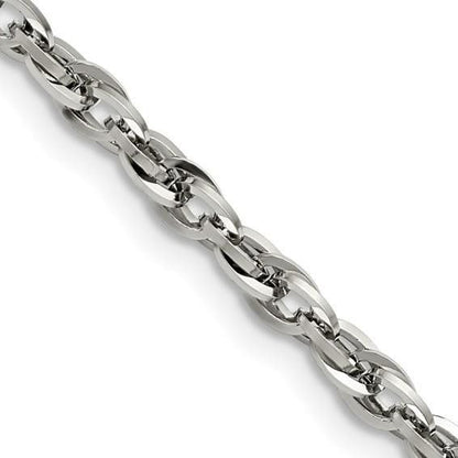 Chisel Stainless Steel 4.2mm 20" Fancy Twisted Link Chain Necklace