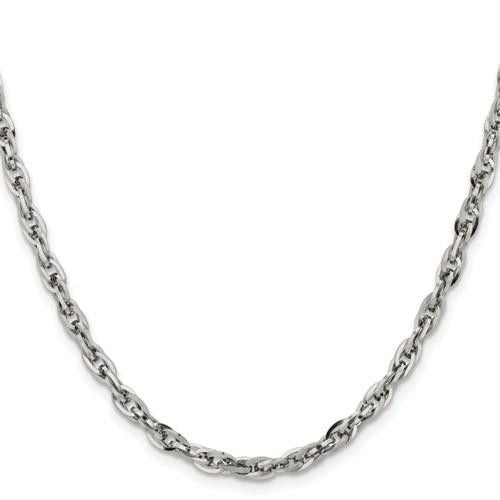 Chisel Stainless Steel 4.2mm 20" Fancy Twisted Link Chain Necklace
