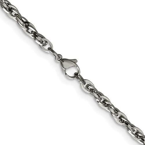 Chisel Stainless Steel 4.2mm 20" Fancy Twisted Link Chain Necklace