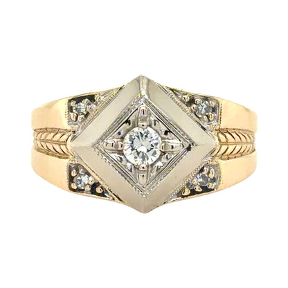 Vintage 1/5ctw Diamond 14k Yellow & White Gold Ring 8g Size 10