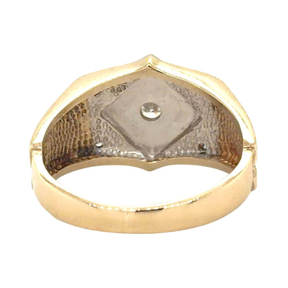 Vintage 1/5ctw Diamond 14k Yellow & White Gold Ring 8g Size 10