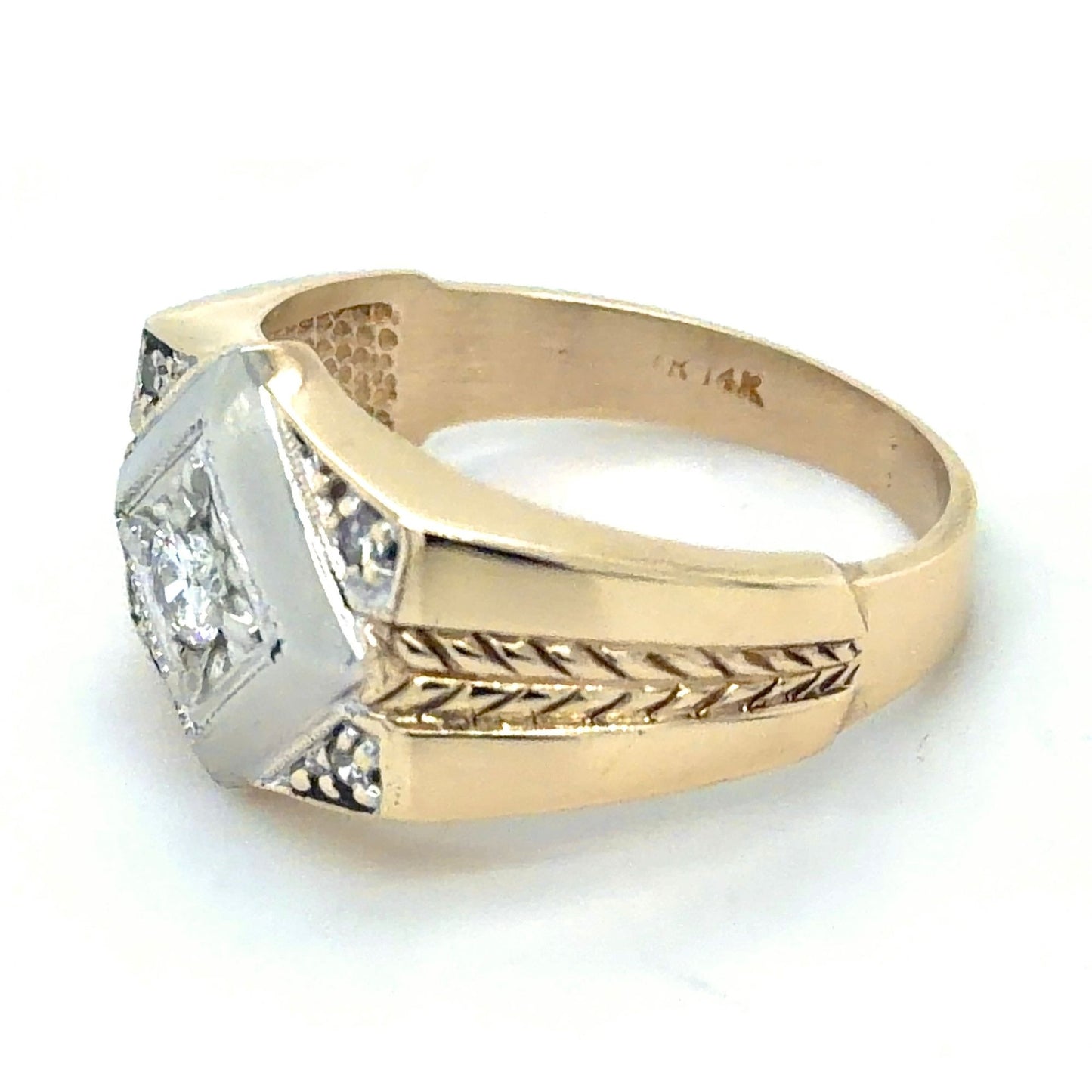 Vintage 1/5ctw Diamond 14k Yellow & White Gold Ring 8g Size 10