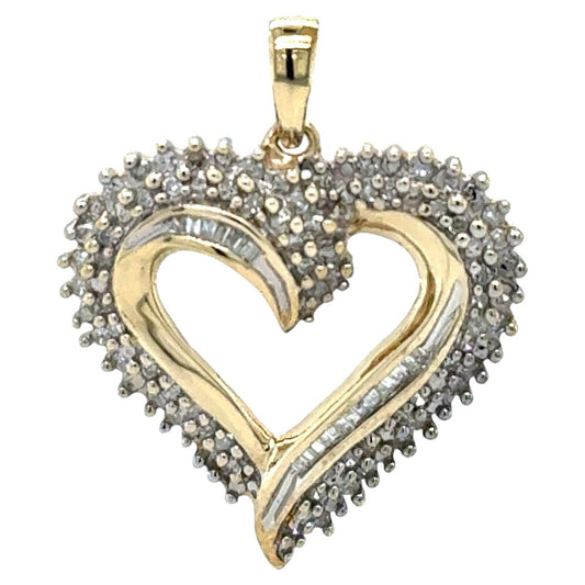 1/2ctw Diamond 10k Yellow Gold Heart Pendant 4.5g