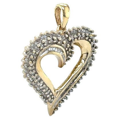 1/2ctw Diamond 10k Yellow Gold Heart Pendant 4.5g