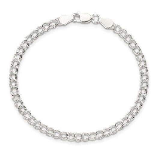 Sterling Silver 3.5mm Double Link Charm 7 inch Bracelet