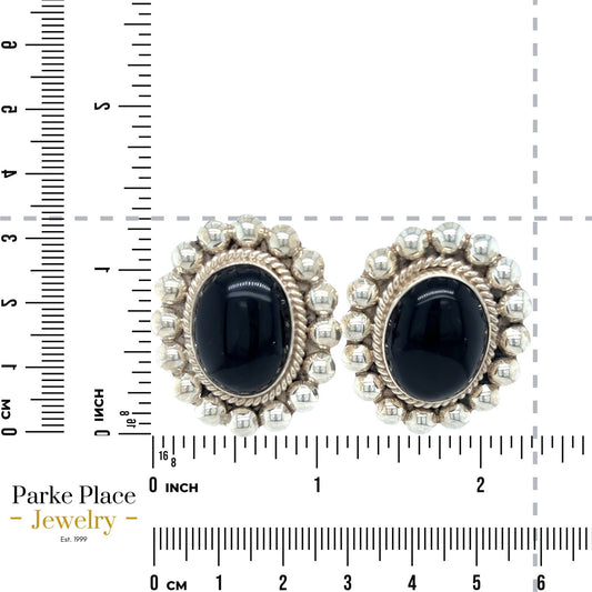 .925 Sterling Silver Onyx Earrings 21.0g