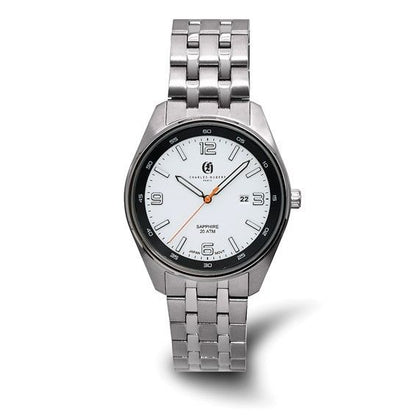 Charles-Hubert Mens Titanium Quartz Watch With White Dial & Date Display