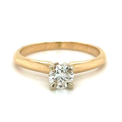 0.39ct Diamond Solitaire 14k Yellow Gold Engagement Ring 1.9g Size 4.75