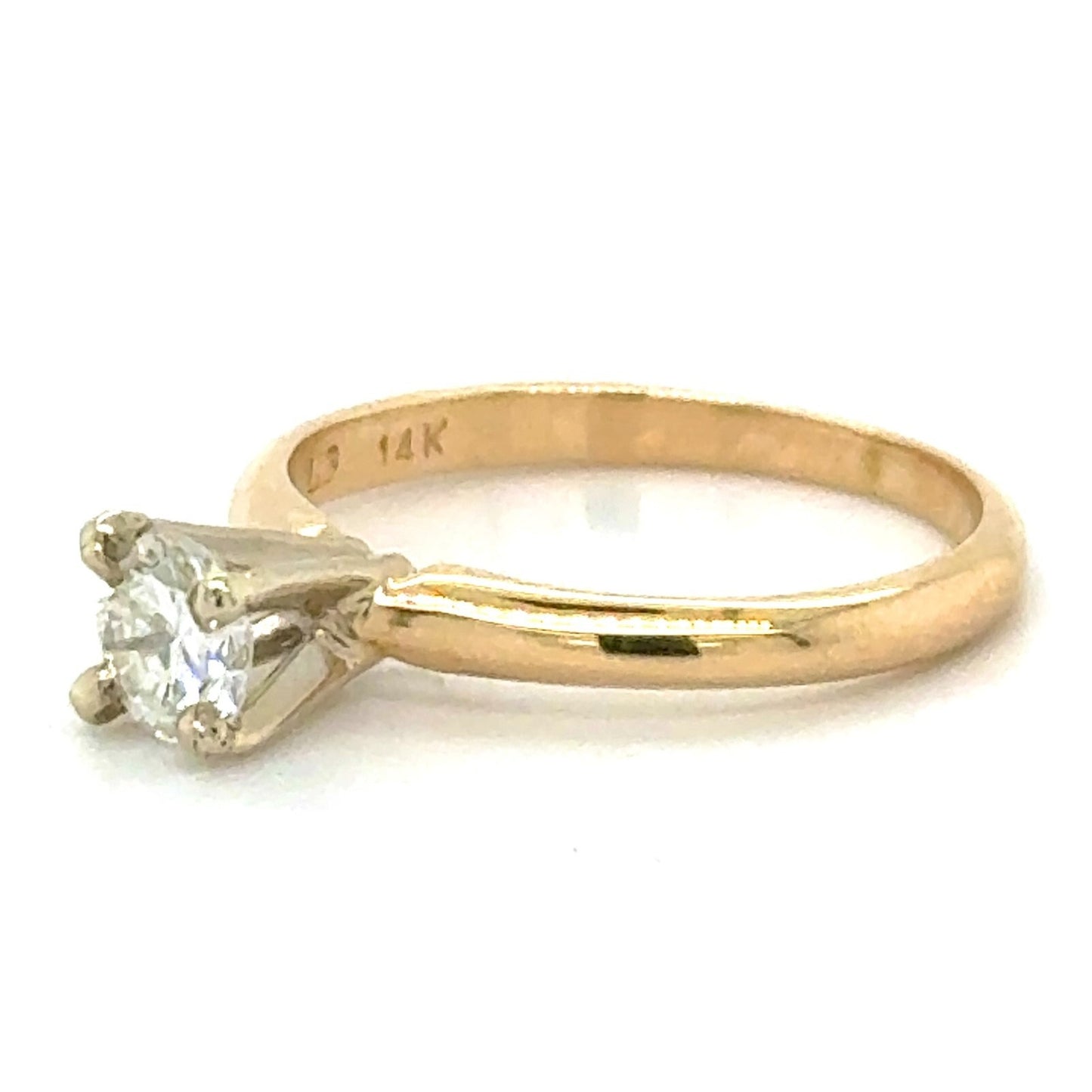 0.39ct Diamond Solitaire 14k Yellow Gold Engagement Ring 1.9g Size 4.75