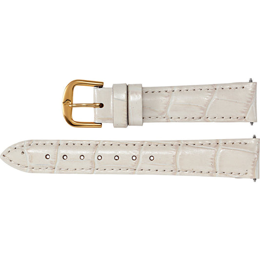Ladies 20 mm Regular Cream Leather Alligator Grain Padded Strap Band