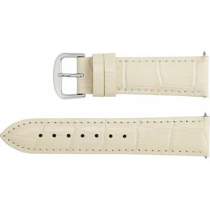 Ladies 20 mm Regular Cream Leather Alligator Grain Padded Strap Band