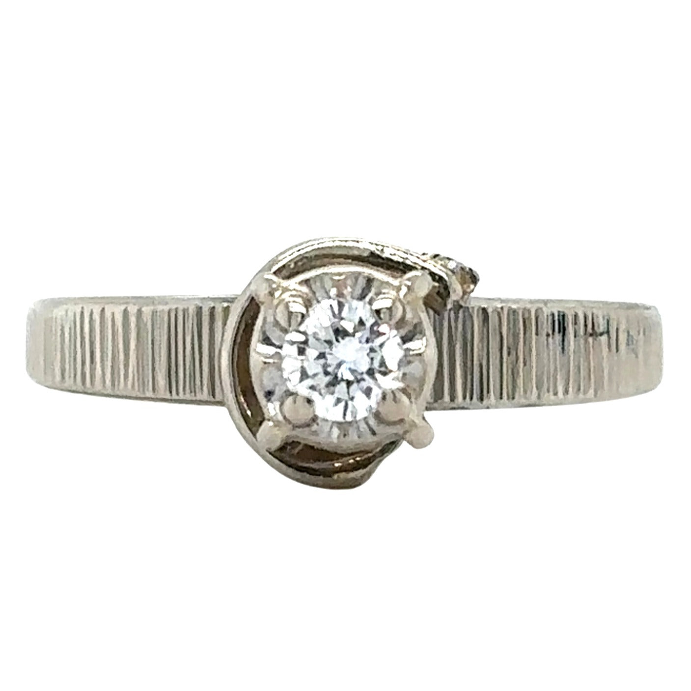 1/5ct Diamond Solitaire 14k White Gold Size 5.5 Engagement Ring 3.4g