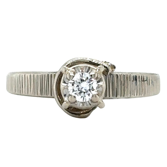 1/5ct Diamond Solitaire 14k White Gold Size 5.5 Engagement Ring 3.4g