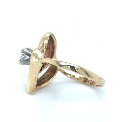 14K Yellow Gold Heart Shaped Design1/3 CTW Diamond Solitaire Ring Size 5