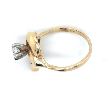 14K Yellow Gold Heart Shaped Design1/3 CTW Diamond Solitaire Ring Size 5