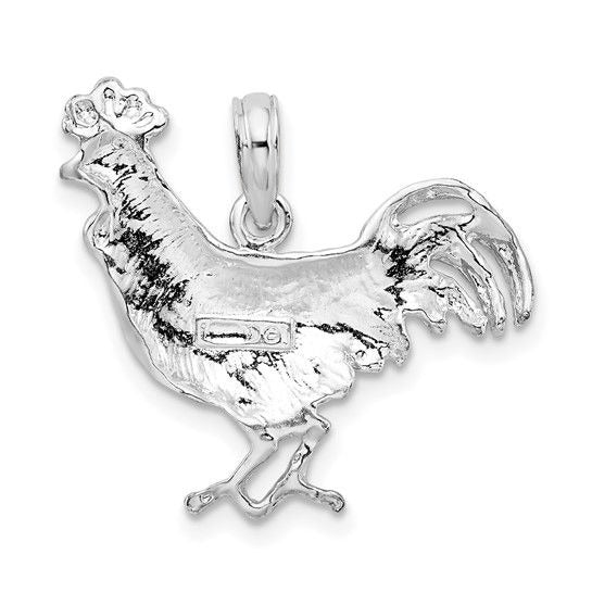 De-Ani Sterling Silver Rhodium-Plated Polished Rooster Pendant 19mm X 23mm