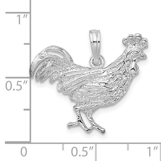 De-Ani Sterling Silver Rhodium-Plated Polished Rooster Pendant 19mm X 23mm