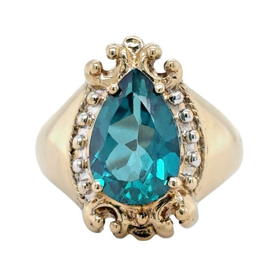 Vintage 10k Yellow Gold Green Spinel Solitaire Size 6.75 Ring 5.6g