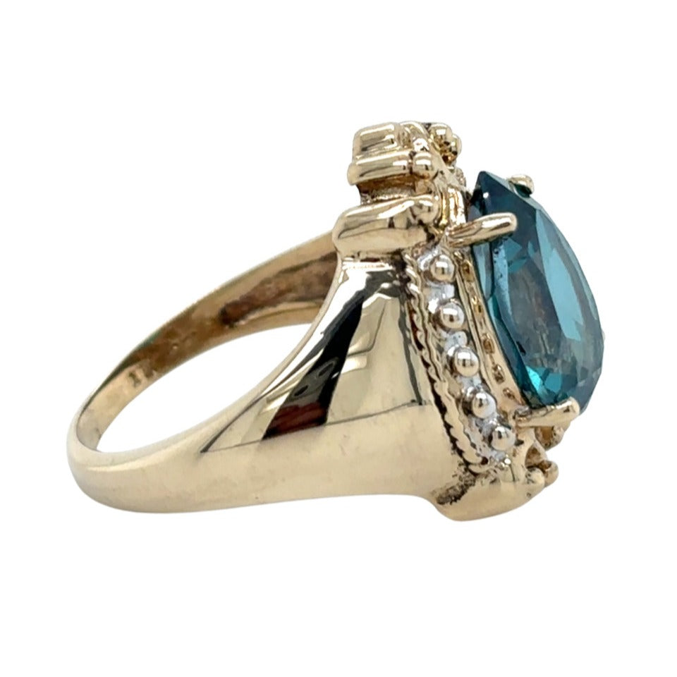 Vintage 10k Yellow Gold Green Spinel Solitaire Size 6.75 Ring 5.6g