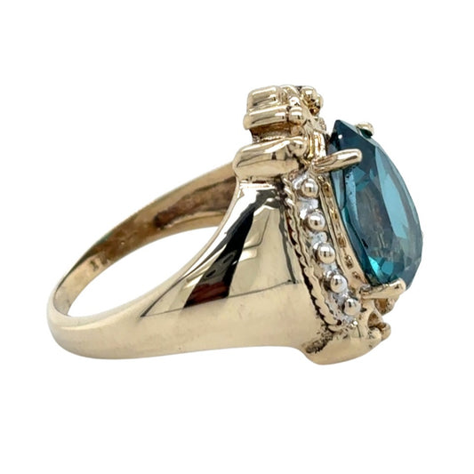 Vintage 10k Yellow Gold Green Spinel Solitaire Size 6.75 Ring 5.6g