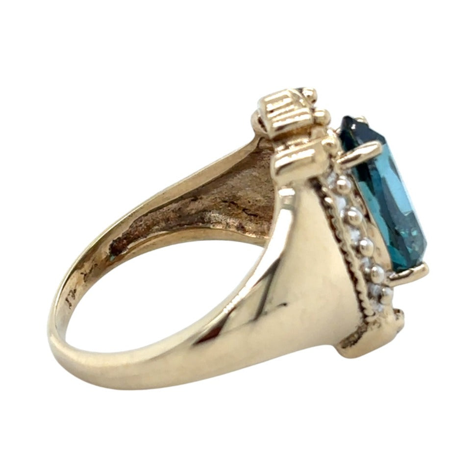 Vintage 10k Yellow Gold Green Spinel Solitaire Size 6.75 Ring 5.6g