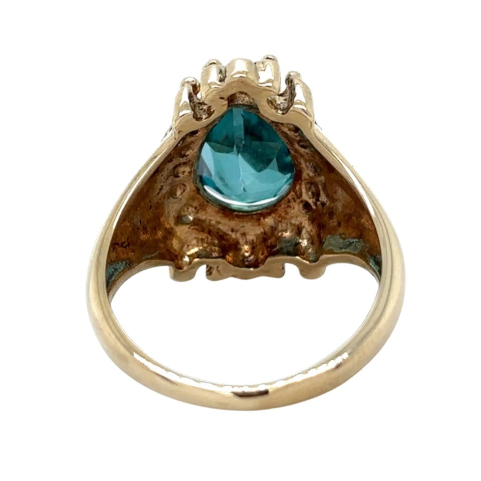 Vintage 10k Yellow Gold Green Spinel Solitaire Size 6.75 Ring 5.6g
