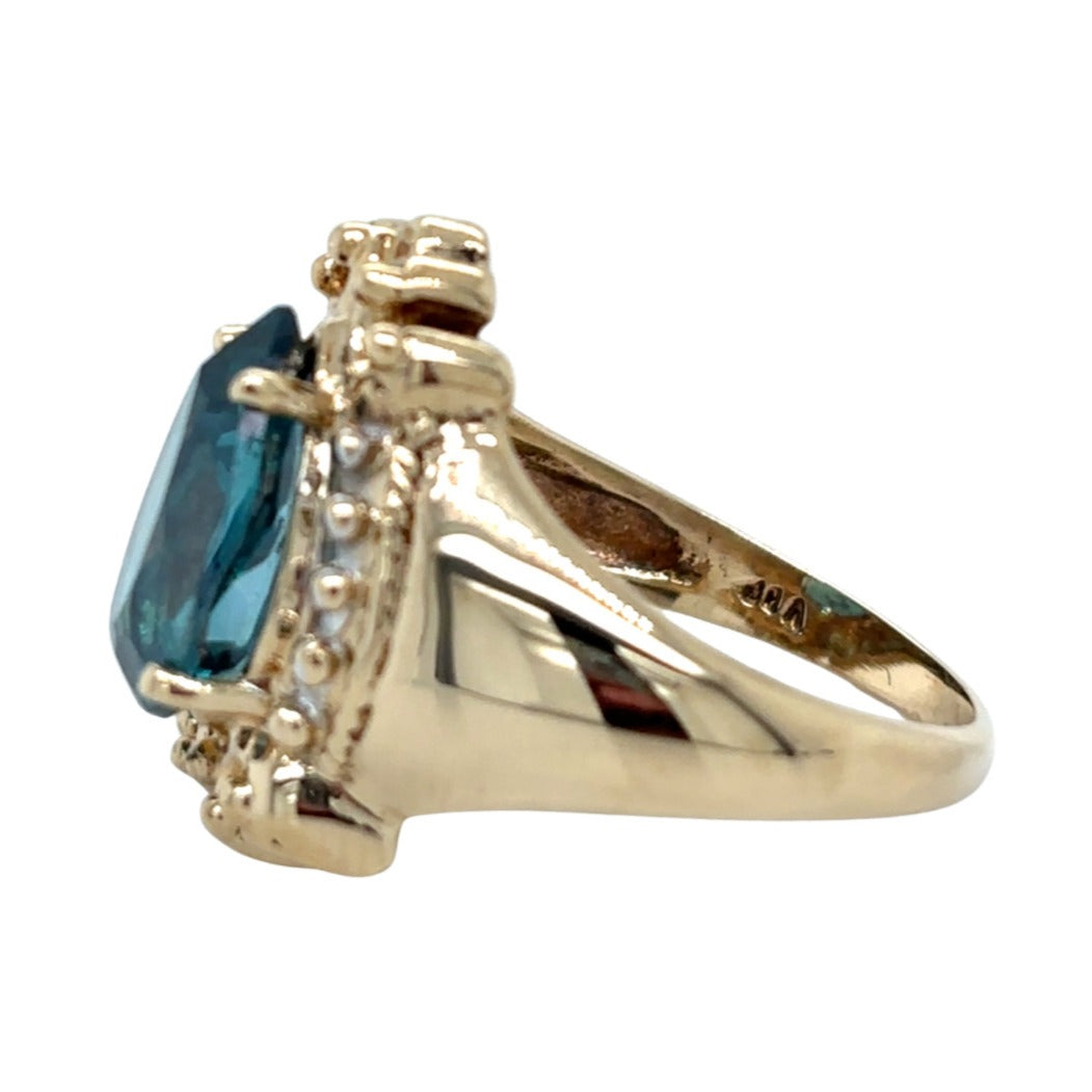 Vintage 10k Yellow Gold Green Spinel Solitaire Size 6.75 Ring 5.6g