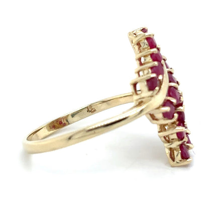 10k Yellow Gold Ruby Cluster Ring 3.9g Size 9.75