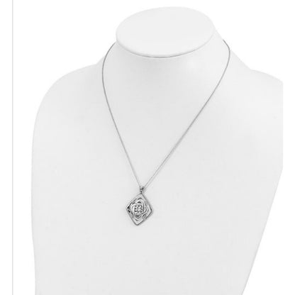 Sentimental Expressions Sterling Silver Rhodium-Plated Faith Hope Love Peace Pendant Necklace 18" With Gift Box
