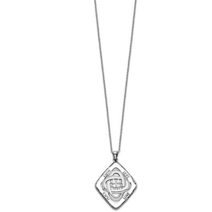 Sentimental Expressions Sterling Silver Rhodium-Plated Faith Hope Love Peace Pendant Necklace 18" With Gift Box
