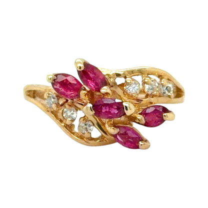 1/2ct Ruby & 1/10ct Diamond 14k Yellow Gold Ring 2.5g Size 4.5